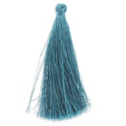 Pompon in silk imitation 88-93 mm Teal x1|raw }}