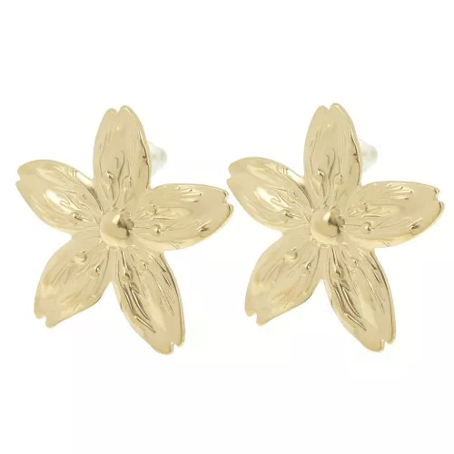 31x33mm 304L stainless steel Cherry blossom earrings - Gold x2