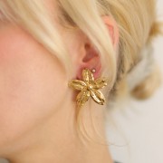 31x33mm 304L stainless steel Cherry blossom earrings - Gold x2