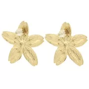 31x33mm 304L stainless steel Cherry blossom earrings - Gold x2
