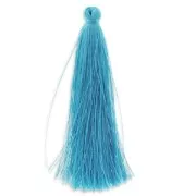 Pompon in silk imitation 88-93 mm Turquoise x1