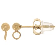 3mm 304L stainless stee ball earstuds with closed ring - Gold x2