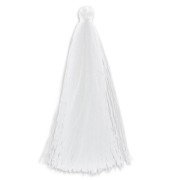 Pompon in silk imitation 88-93 mm white x1