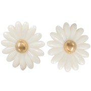 43mm Stainless steel 304L Daisy flower earrings resin - Gold - White x2
