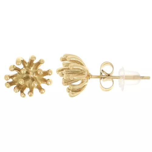 10mm 304L stainless steel pistil earrings for flower pendant - Gold x2