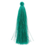Pompon in silk imitation 88-93 mm Green Turquoise x1|raw }}