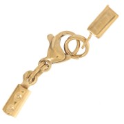 Carabiner clasp with lace clip 1.5mm to 2mm - 304L gold-plated stainless steel x1