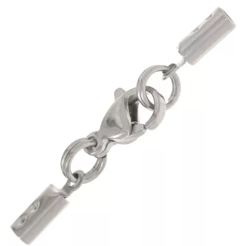 Lobster Clasp with lace clip 1.5mm to 2 mm 304L stainless steel x1