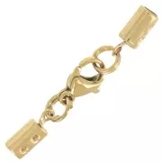 3mm 304L stainless steel Lobster Clasp with round lace clip - Gold x1