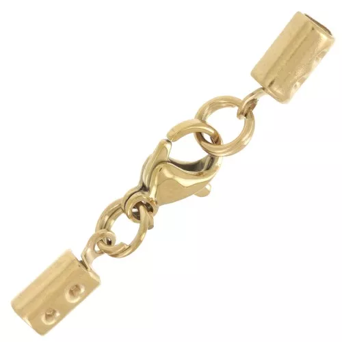 3mm 304L stainless steel Lobster Clasp with round lace clip - Gold x1