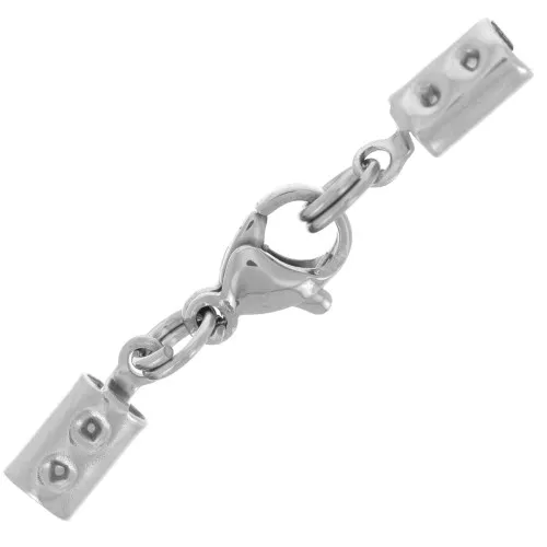 3mm 304L stainless steel Lobster Clasp with round lace clip x1