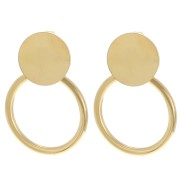27x20mm 304L stainless sRound earrings with recessed hoop - Gold x2