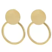 27x20mm 304L stainless sRound earrings with recessed hoop - Gold x2