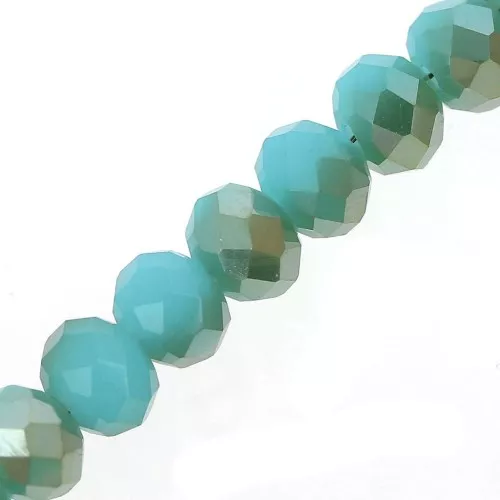 Fire Polished faceted flat round 6x5mm Aquamarine Opal Iris x40cm