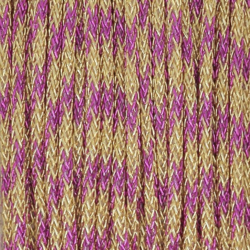 0.85mm Metallic braided nylon cord - Premium - Gold - Fuchsia x10m