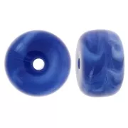 Blue - 14.5x9mm large-hole roundel beads in acrylic - Dark blue marbled x20 14.5x9mm large-hole roundel beads in acrylic - Dark blue marbled x20