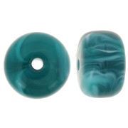 14.5x9mm large-hole roundel beads in acrylic - Duck green marbled x20|raw }}