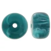 Green - 14.5x9mm large-hole roundel beads in acrylic - Duck green marbled x20 14.5x9mm large-hole roundel beads in acrylic - Duck green marbled x20