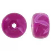 Purple - 14.5x9mm large-hole roundel beads in acrylic - Magenta marbled x20 14.5x9mm large-hole roundel beads in acrylic - Magenta marbled x20