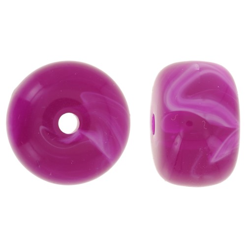 14.5x9mm large-hole roundel beads in acrylic - Magenta marbled x20