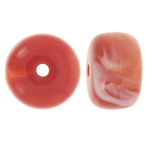 14.5x9mm large-hole roundel beads in acrylic - Terracotta marbled x20