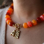 14.5x9mm large-hole roundel beads in acrylic - Terracotta marbled x20