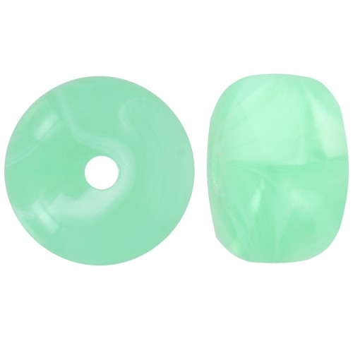 14.5x9mm large-hole roundel beads in acrylic - Light green marbled x20
