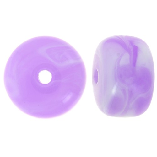 14.5x9mm large-hole roundel beads in acrylic - Lilac marbled x20