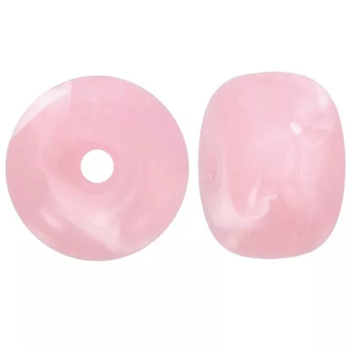 14.5x9mm large-hole roundel beads in acrylic - Old pink marbled x20