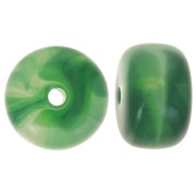 14.5x9mm large-hole roundel beads in acrylic - Dark green marbled x20|raw }}