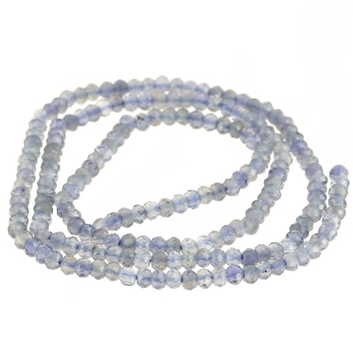 3x2mm Rondelle beads flattened faceted gemstone - Iolite x39cm