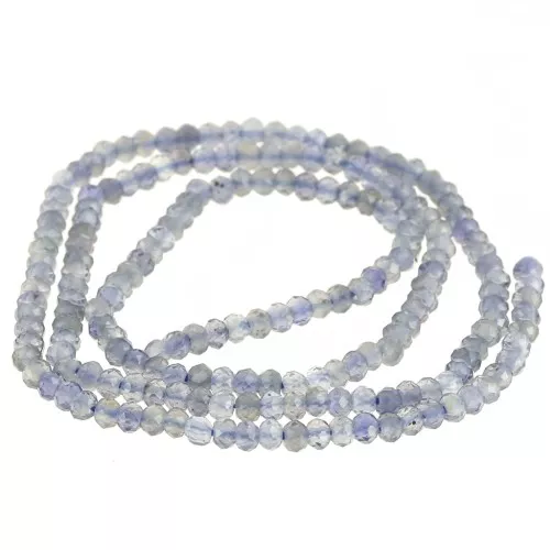 3x2mm Rondelle beads flattened faceted gemstone - Iolite x39cm