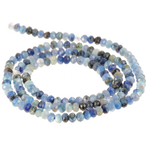 3x2mm Faceted flattened rondelle beads gemstone - Kyanite x38cm