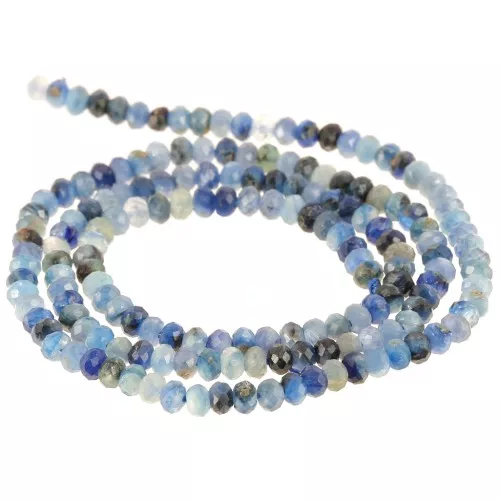 3x2mm Faceted flattened rondelle beads gemstone - Kyanite x38cm