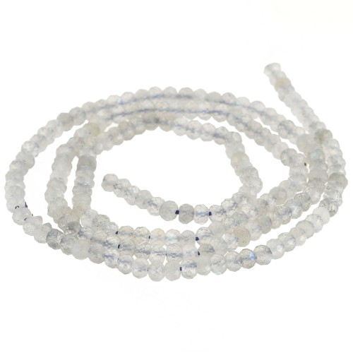 3x2mm Faceted flattened rondelle beads gemstone - Labradorite x39cm