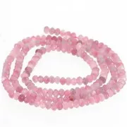 Perles rondelles aplaties facettées 3x2 mm en pierre gemme - Tourmaline Rose x39cm
