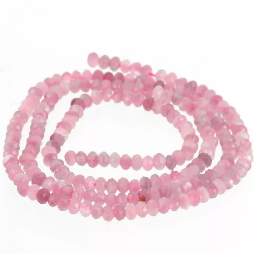 Rondelle beads flattened faceted 3x2 mm gemstone Tourmaline Rose x39cm