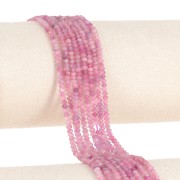 3x2mm Round beads flattened faceted gemstone - Pink Tourmaline x39cm