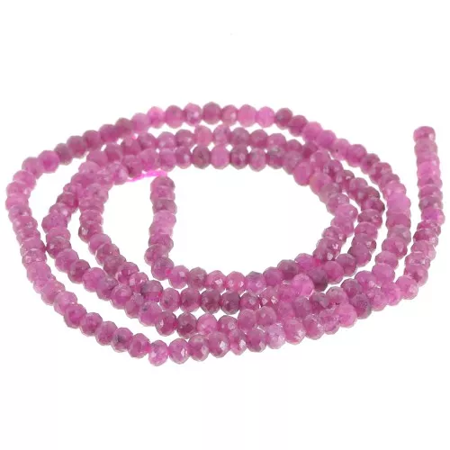 3x2mm Rondelle beads flattened faceted gemstone - Imitation Ruby x39cm