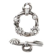 Flower toggle clasp 21mm Antique Silver Plating x1|raw }}