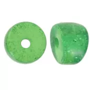 8x6mm Curved tube separator beads acrylic - Green glitter x6