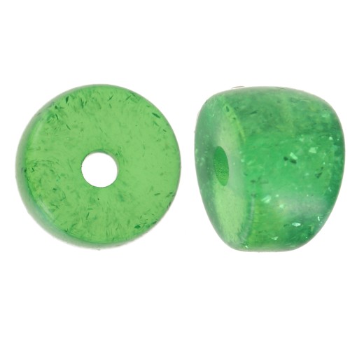 8x6mm Curved tube separator beads acrylic - Green glitter x6