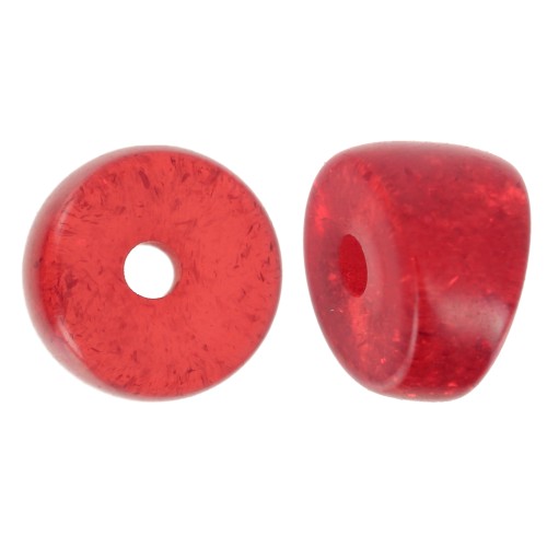 8x6mm Curved tube separator beads - acrylic - Red glitter x6