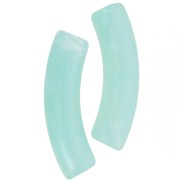 33x8mm Curved tube beads in translucent acrylic - Water green marbled pearl x6