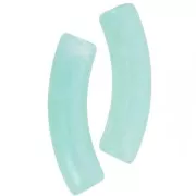 33x8mm Curved tube beads in translucent acrylic - Water green marbled pearl x6