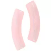 33x8mm Curved tube beads in translucent acrylic - Light pink marbled pearl x6