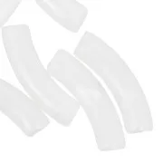 White - 33x8mm Curved tube beads in translucent acrylic - White marbled pearl x6 33x8mm Curved tube beads in translucent acrylic - White marbled pearl x6