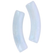 33x8mm Curved tube beads in translucent acrylic - Sky blue marbled pearl x6