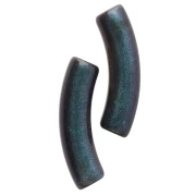 Opaque Acrylic Curved Tube Beads, 33x8mm - Marbled Midnight Blue with a Pearlescent Finish x6