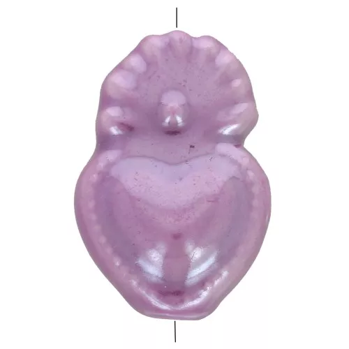 15x10mm Ceramic Ex-voto Mexican heart bead - Iridescent violet x1